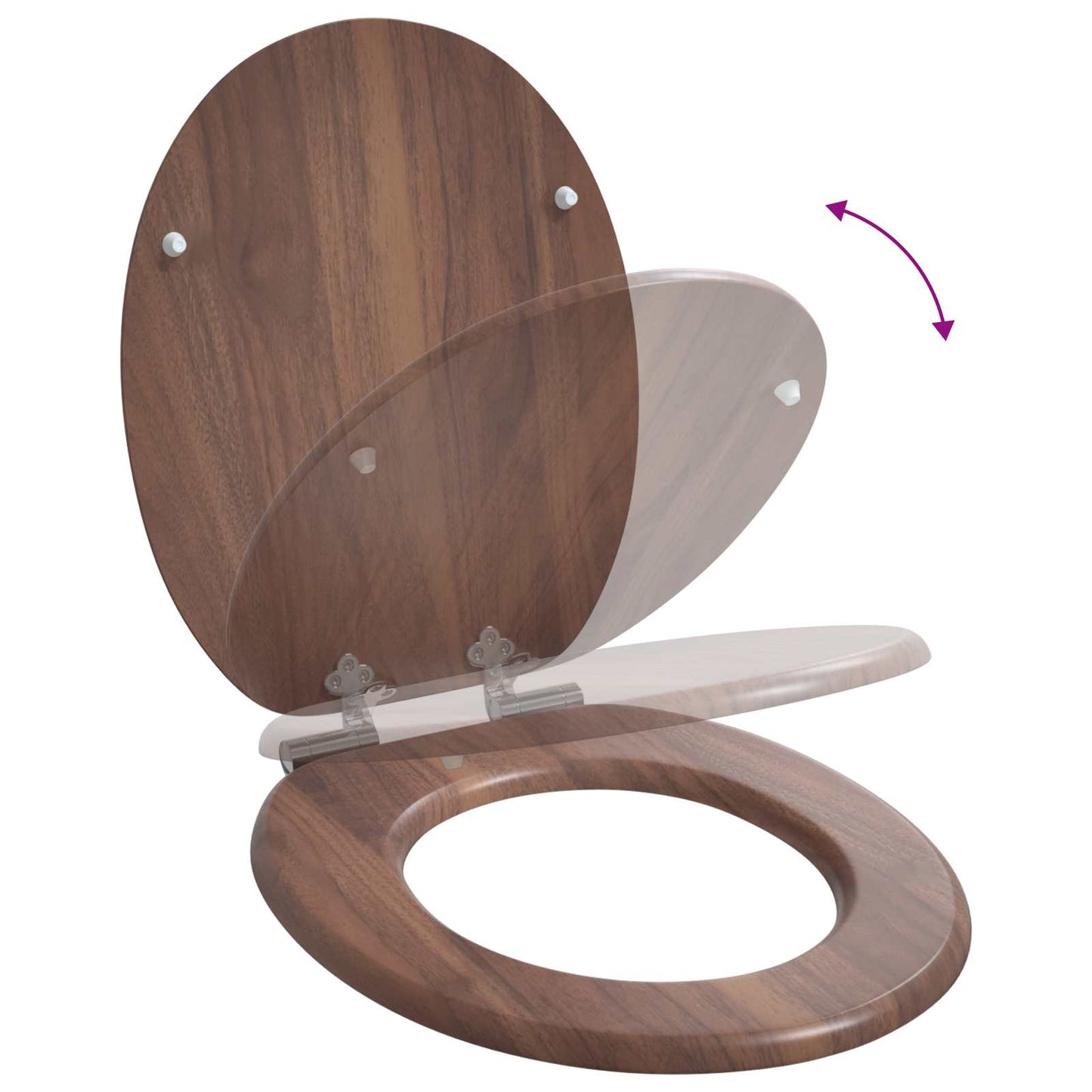 Soft-Close Toilet Seat Brown 44 x 38 cm MDF board