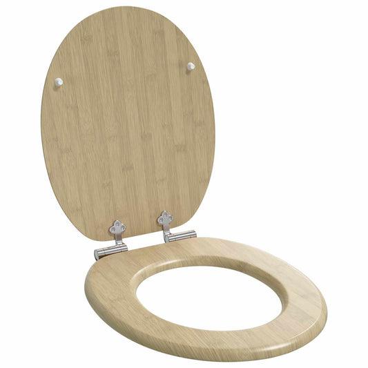 Soft-Close Toilet Seat Light Bamboo Color 44 x 38 cm MDF board