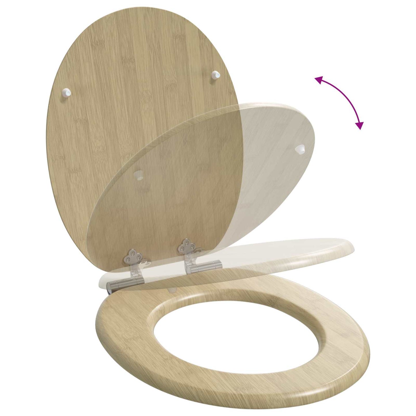 Soft-Close Toilet Seat Light Bamboo Color 44 x 38 cm MDF board