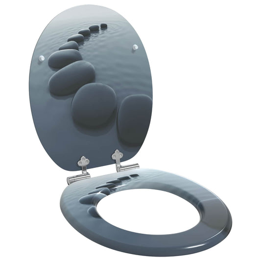 Soft-Close Toilet Seat Grey 44 x 38 cm MDF board