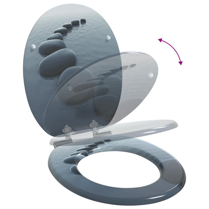 Soft-Close Toilet Seat Grey 44 x 38 cm MDF board