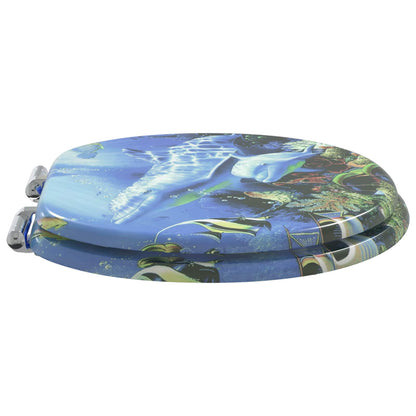 Soft-Close Toilet Seat Blue 44 x 38 cm MDF board