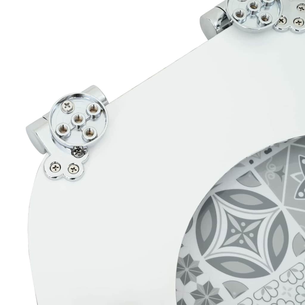 Soft-Close Toilet Seat Blue and White Porcelain 44 x 38 cm
