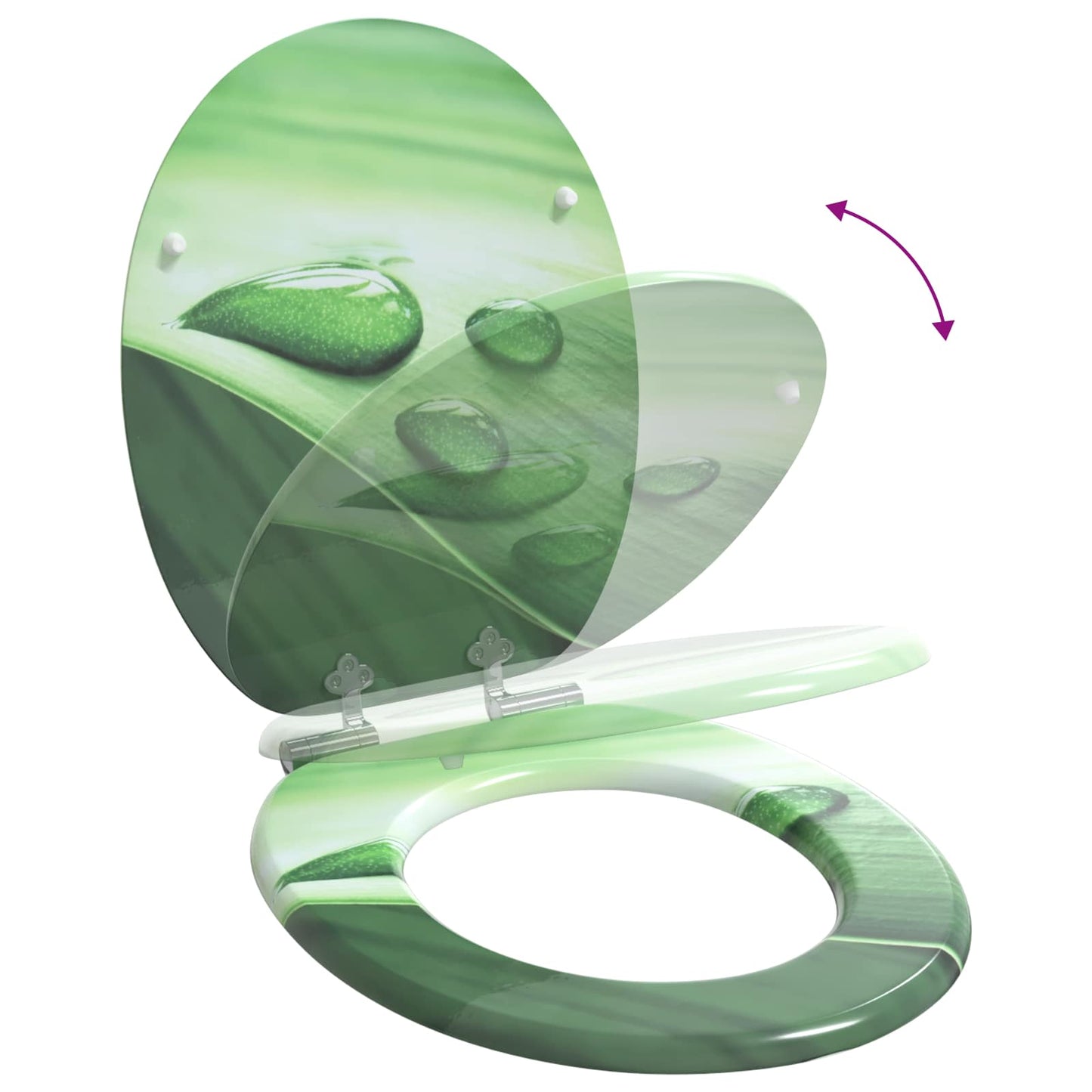 Soft-Close Toilet Seat Green Drop 44 x 38 cm MDF board