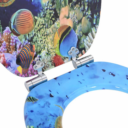 Soft-Close Toilet Seat Deep Sea Blue 44 x 38 cm MDF board