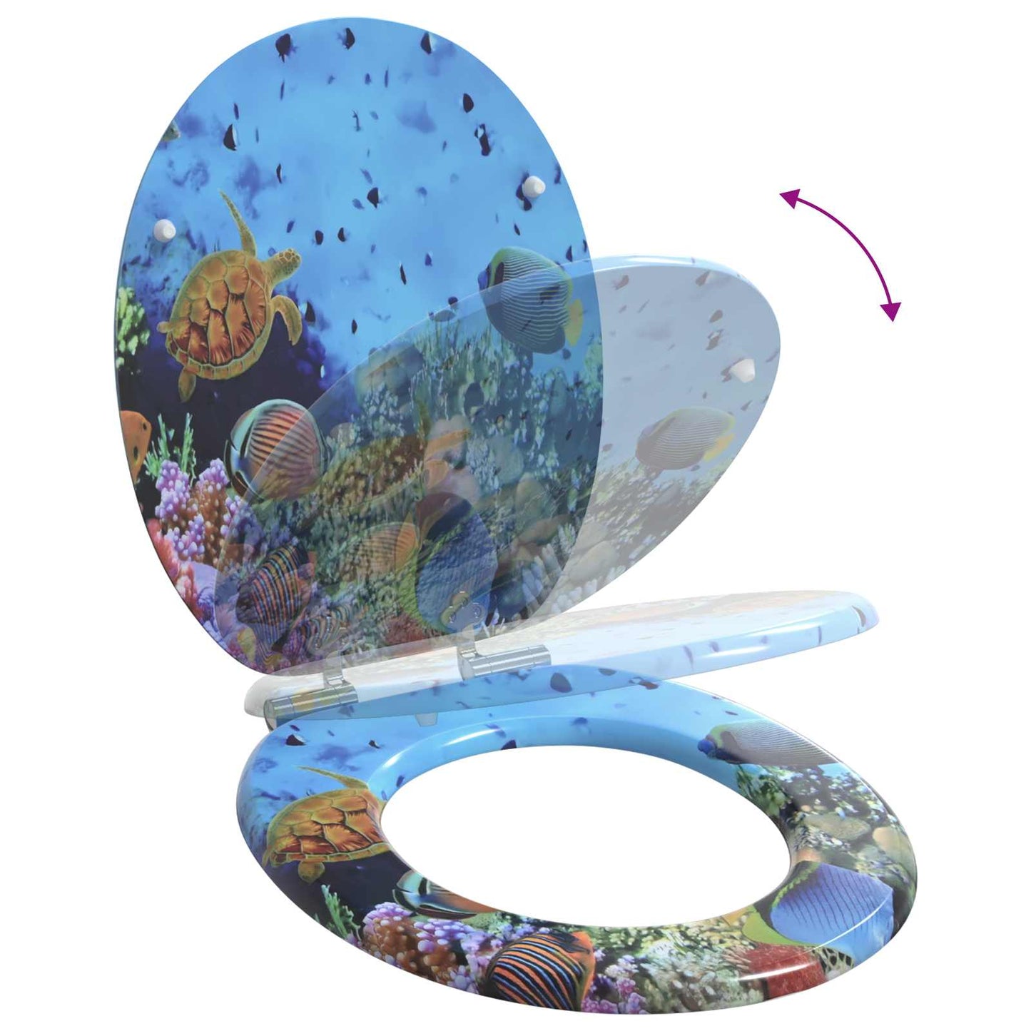 Soft-Close Toilet Seat Deep Sea Blue 44 x 38 cm MDF board