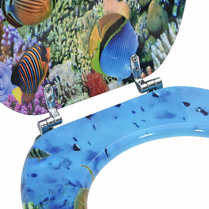 Soft-Close Toilet Seat Deep Sea Blue 44 x 38 cm MDF board