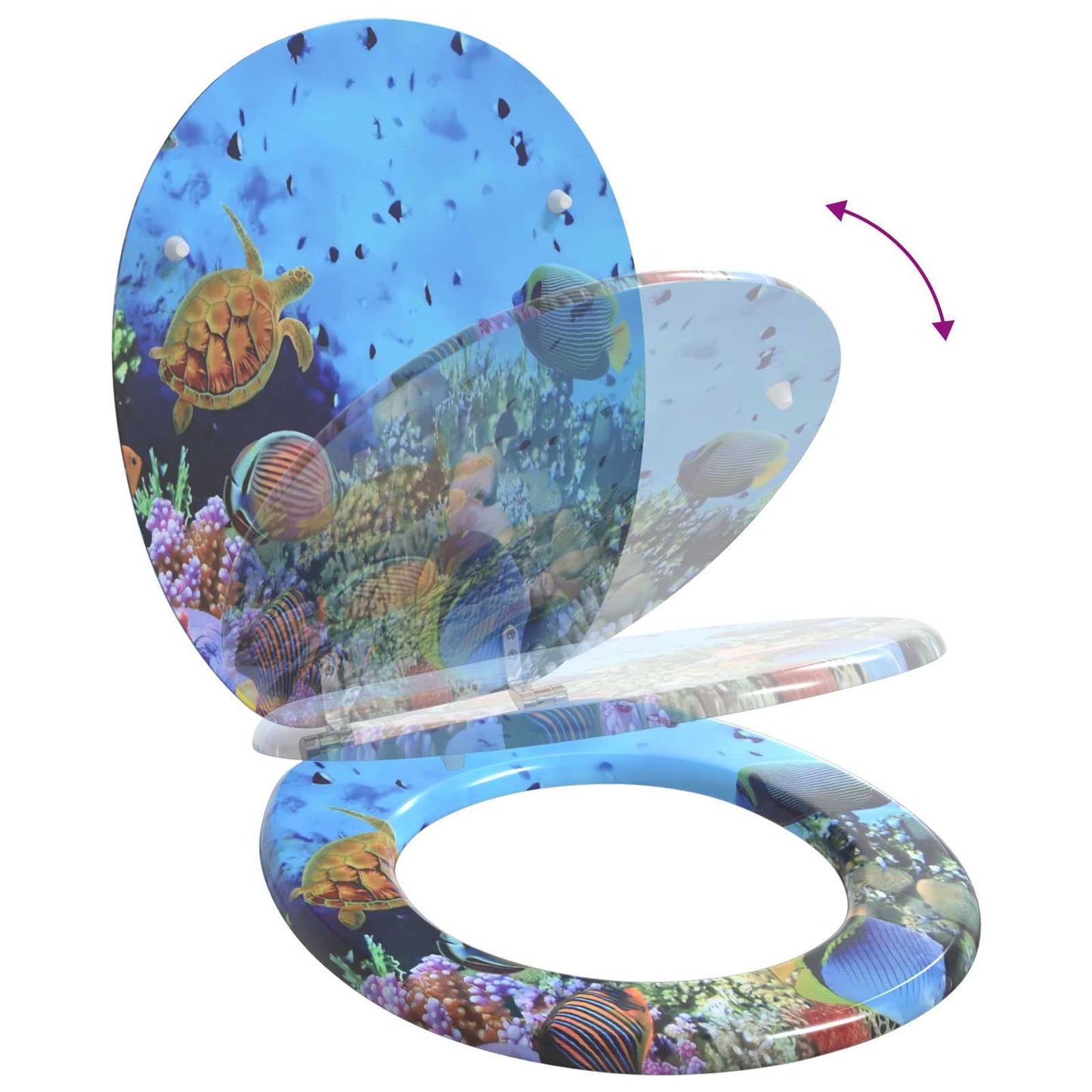 Soft-Close Toilet Seat Deep Sea Blue 44 x 38 cm MDF board