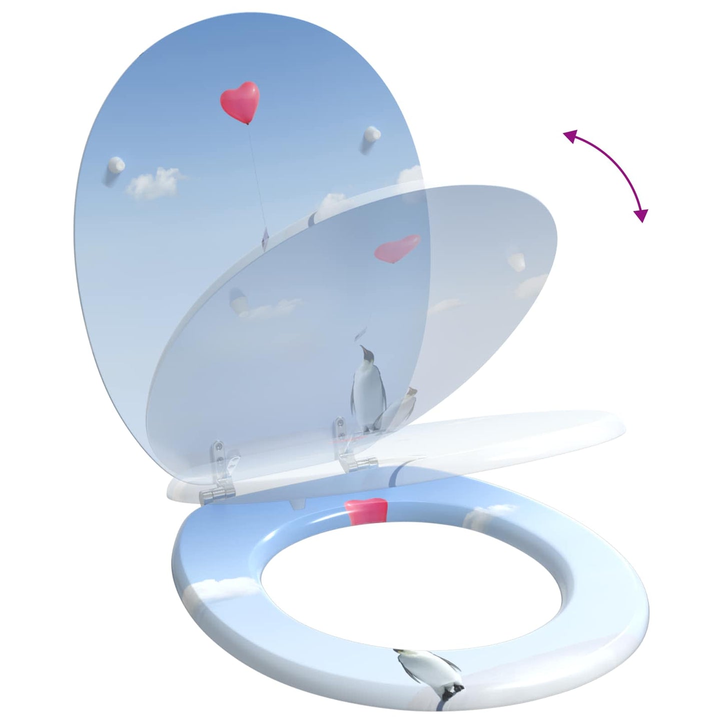 Soft-Close Toilet Seat Blue 44 x 38 cm MDF board