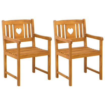 Garden Chairs 2 pcs Natural Solid Acacia Wood