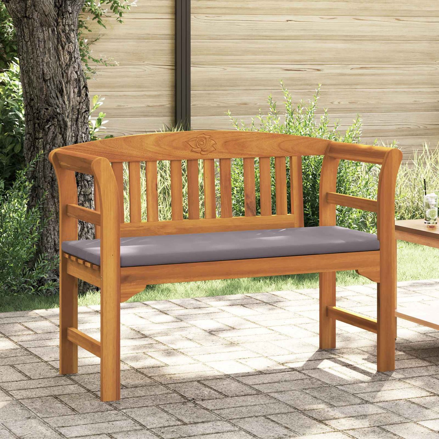 Rose Bench Natural 44.88 x 18.11 x 32.48 in Solid Acacia Wood