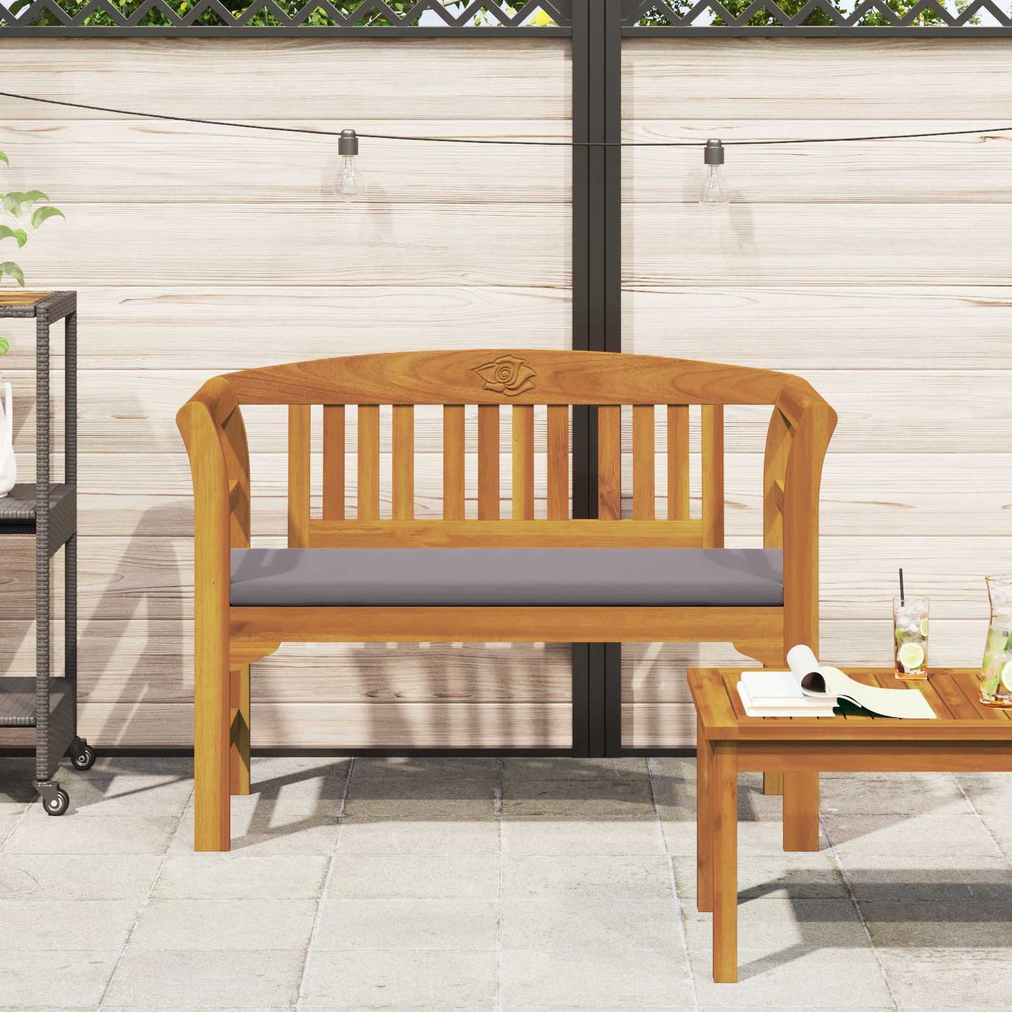 Rose Bench Natural 44.88 x 18.11 x 32.48 in Solid Acacia Wood