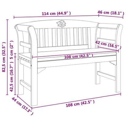Rose Bench Natural 44.88 x 18.11 x 32.48 in Solid Acacia Wood