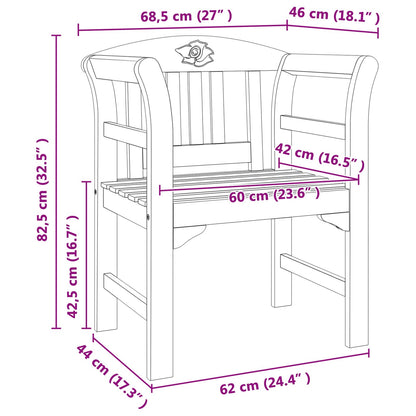 Rose Bench Natural 26.97 x 18.11 x 32.48 in Solid Acacia Wood