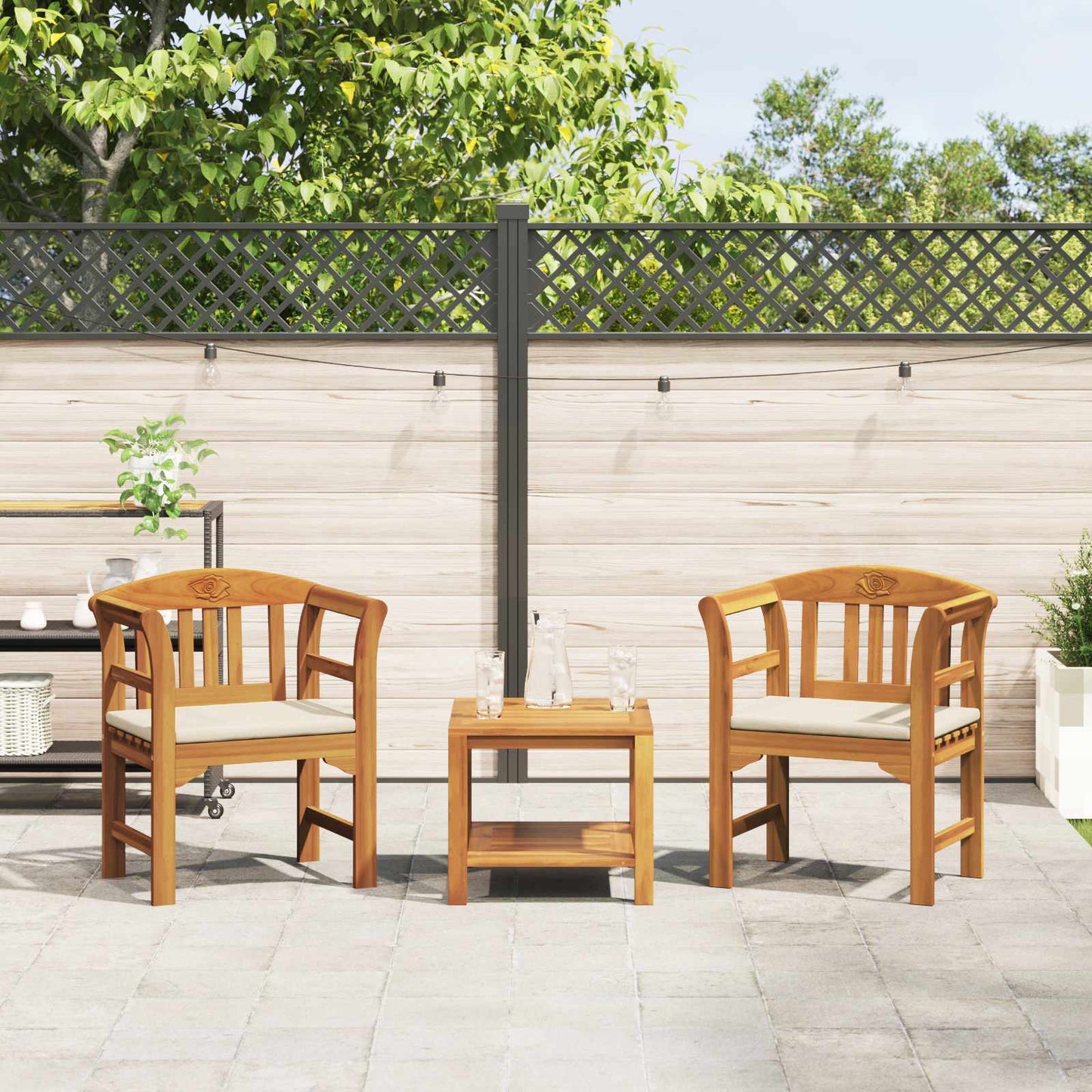 Rose Bench Natural 26.97 x 18.11 x 32.48 in Solid Acacia Wood