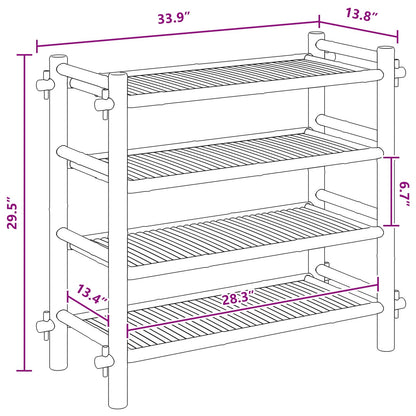 Shoe Rack with Shelf Natural 4-tier Bamboo
