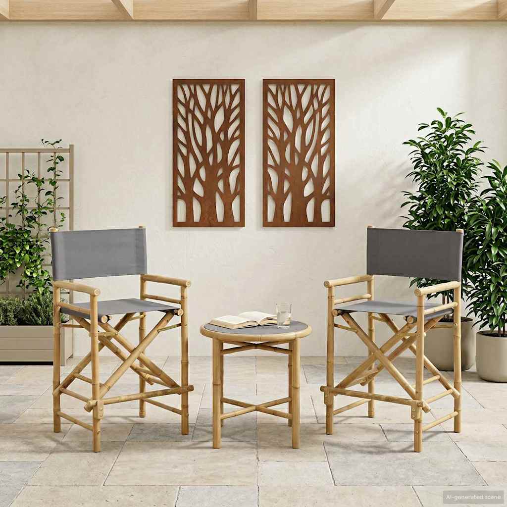 Folding Director's Chair 2 pcs Natural Bamboo