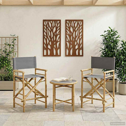 Folding Director's Chair 2 pcs Natural Bamboo