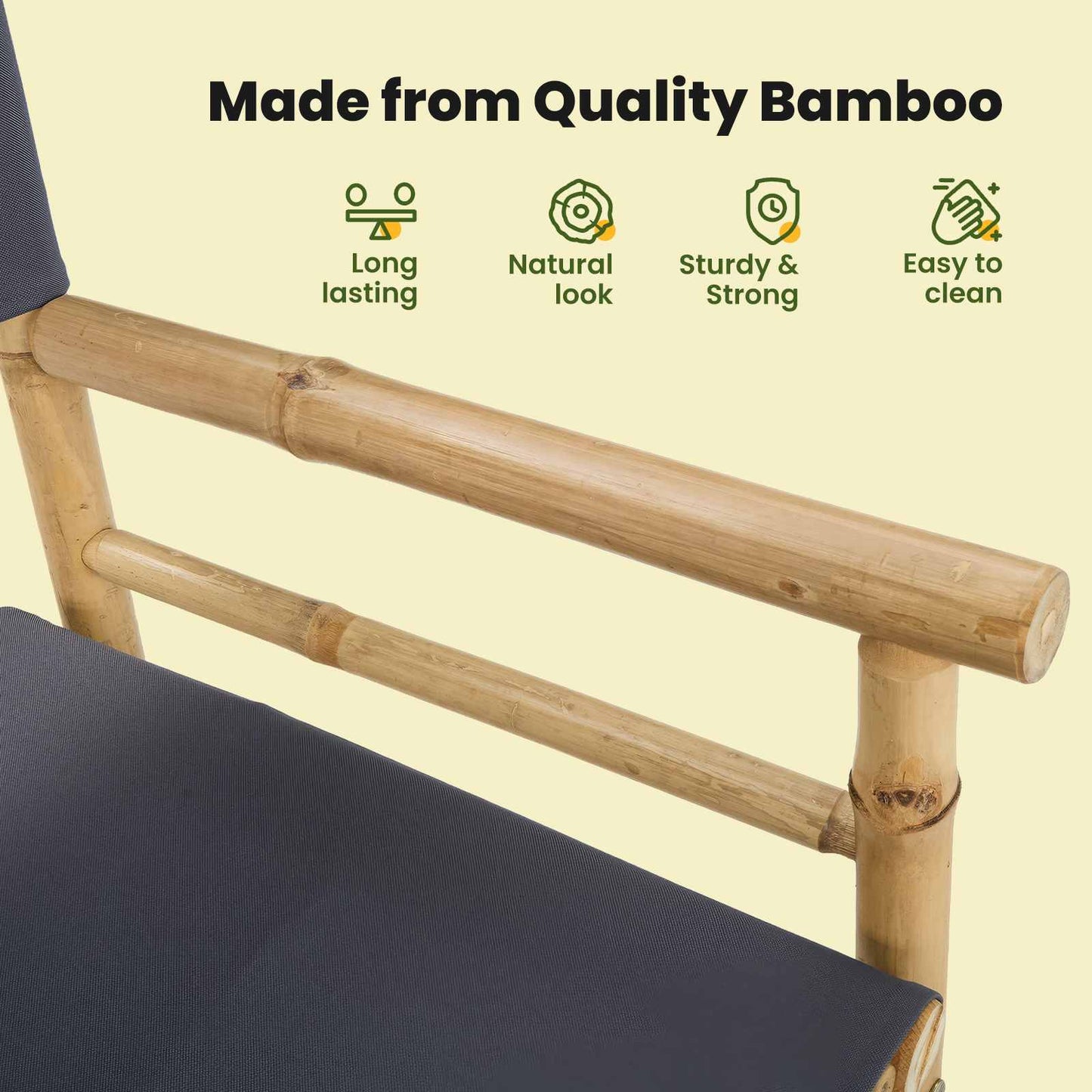 Folding Director's Chair 2 pcs Natural Bamboo