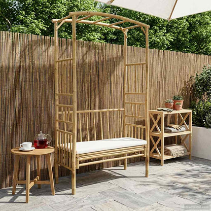 Garden Arch with Bench Cream White 115 x 50 x 205 cm Bamboo