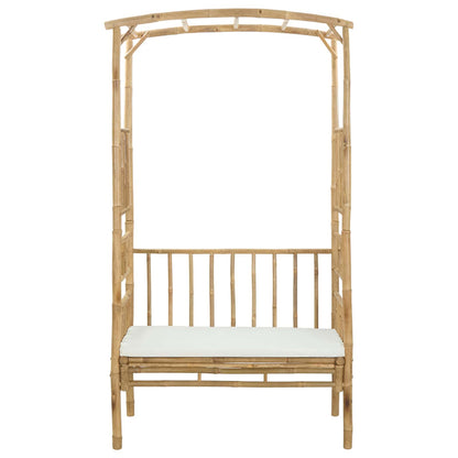 Garden Arch with Bench Cream White 115 x 50 x 205 cm Bamboo