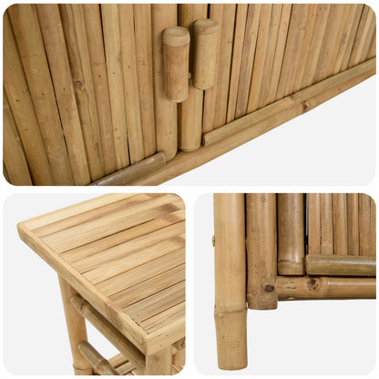 Console Table with Door Natural 31.50 x 13.78 x 29.53 in Bamboo