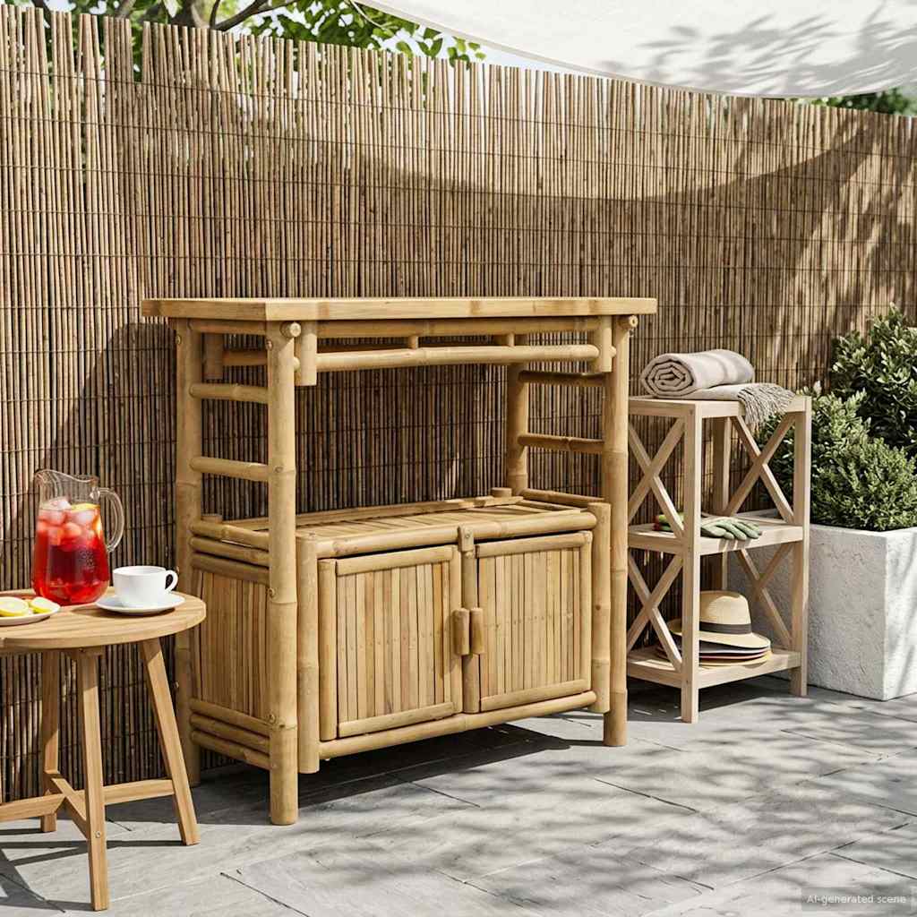 Console Table with Door Natural 31.50 x 13.78 x 29.53 in Bamboo