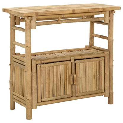 Console Table with Door Natural 31.50 x 13.78 x 29.53 in Bamboo