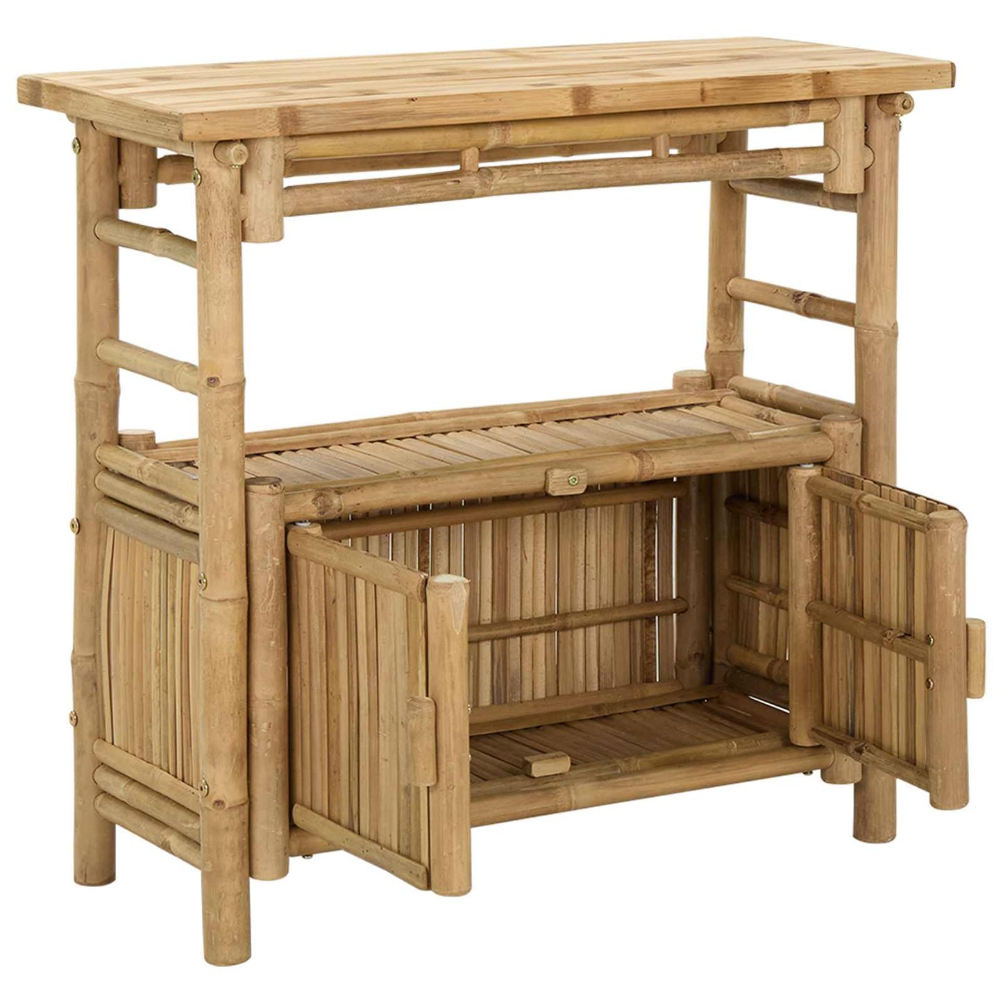 Console Table with Door Natural 31.50 x 13.78 x 29.53 in Bamboo