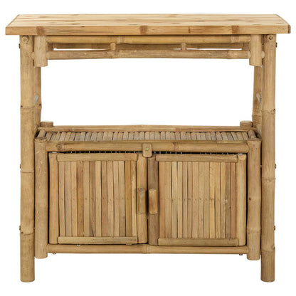 Console Table with Door Natural 31.50 x 13.78 x 29.53 in Bamboo