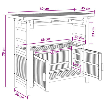 Console Table with Door Natural 31.50 x 13.78 x 29.53 in Bamboo
