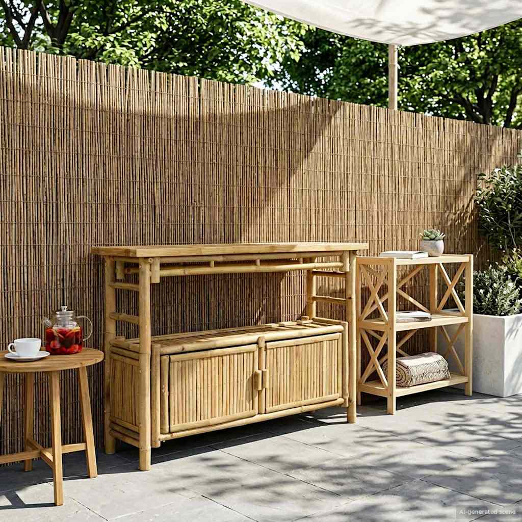 Console Table with Door Natural 43.31 x 13.78 x 29.53 in Bamboo