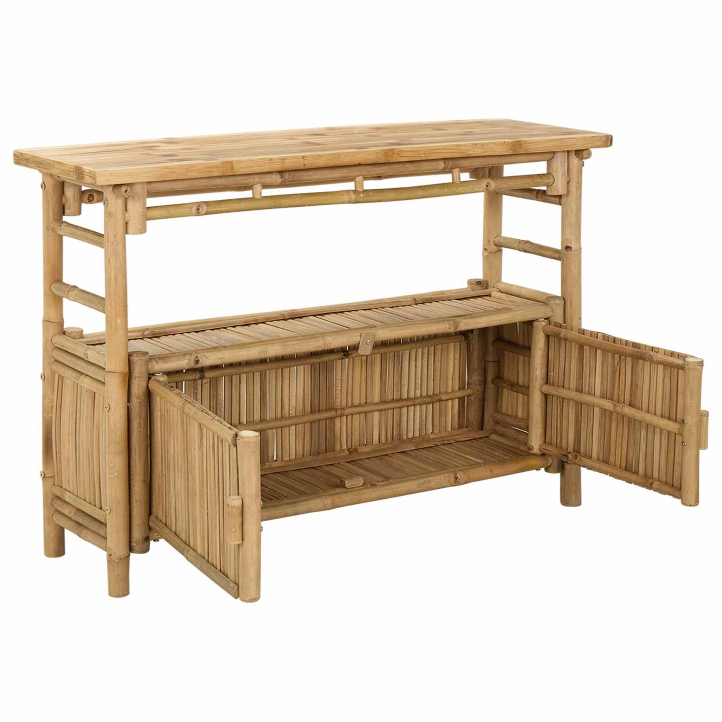 Console Table with Door Natural 43.31 x 13.78 x 29.53 in Bamboo