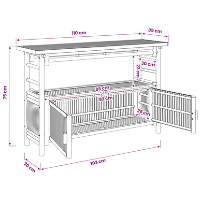 Console Table with Door Natural 43.31 x 13.78 x 29.53 in Bamboo