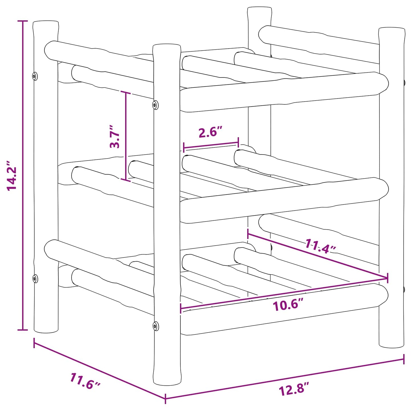 Wine Rack Natural 32.5 x 29.5 x 36 cm Bamboo