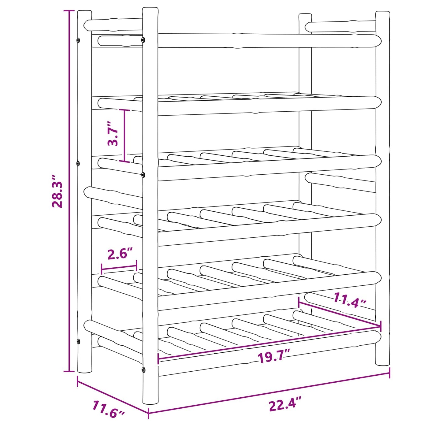 Wine Rack Natural 57 x 29.5 x 72 cm Bamboo