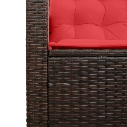 Outdoor Sofa Set with Cushion 2 pcs Brown and Red Poly Rattan