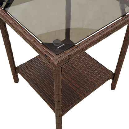 Outdoor Sofa Set with Cushion 2 pcs Brown and Red Poly Rattan