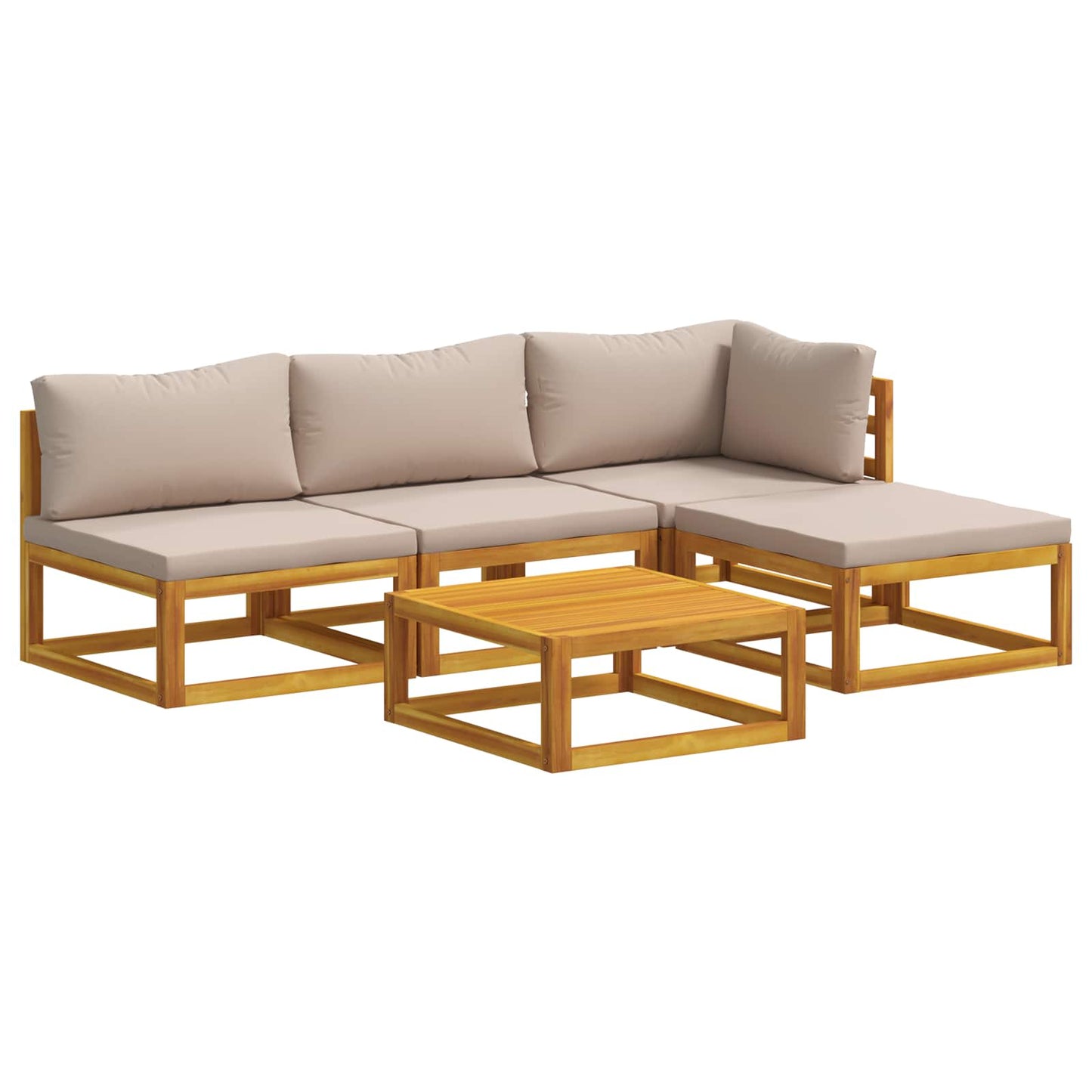 Sofa Set 5 pcs Natural Solid Acacia Wood
