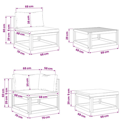 Sofa Set 5 pcs Natural Solid Acacia Wood