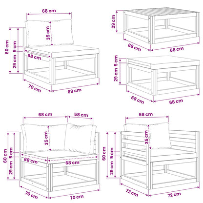 Sofa Set 6 pcs Natural Solid Acacia Wood