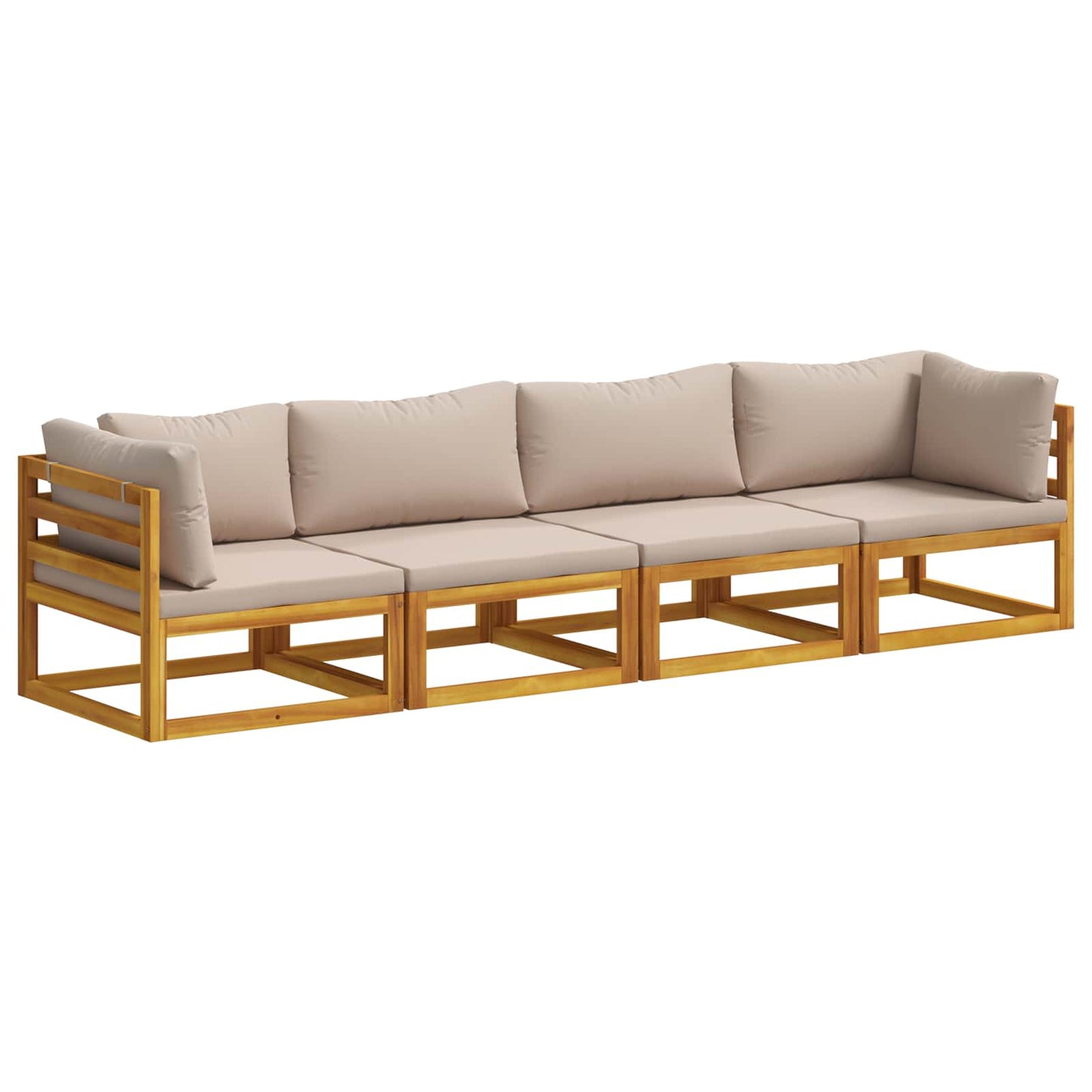 Sofa Set 4 pcs Natural Solid Acacia Wood