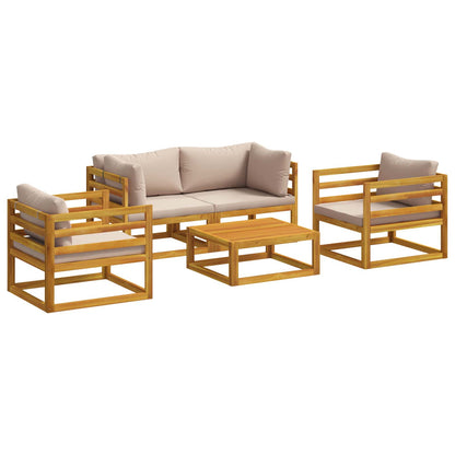 5 Piece Garden Lounge Set Modular Natural Solid Acacia Wood