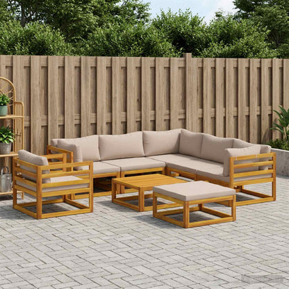 Sofa Set 8 pcs Natural Solid Acacia Wood