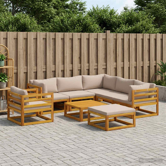 Sofa Set 8 pcs Natural Solid Acacia Wood