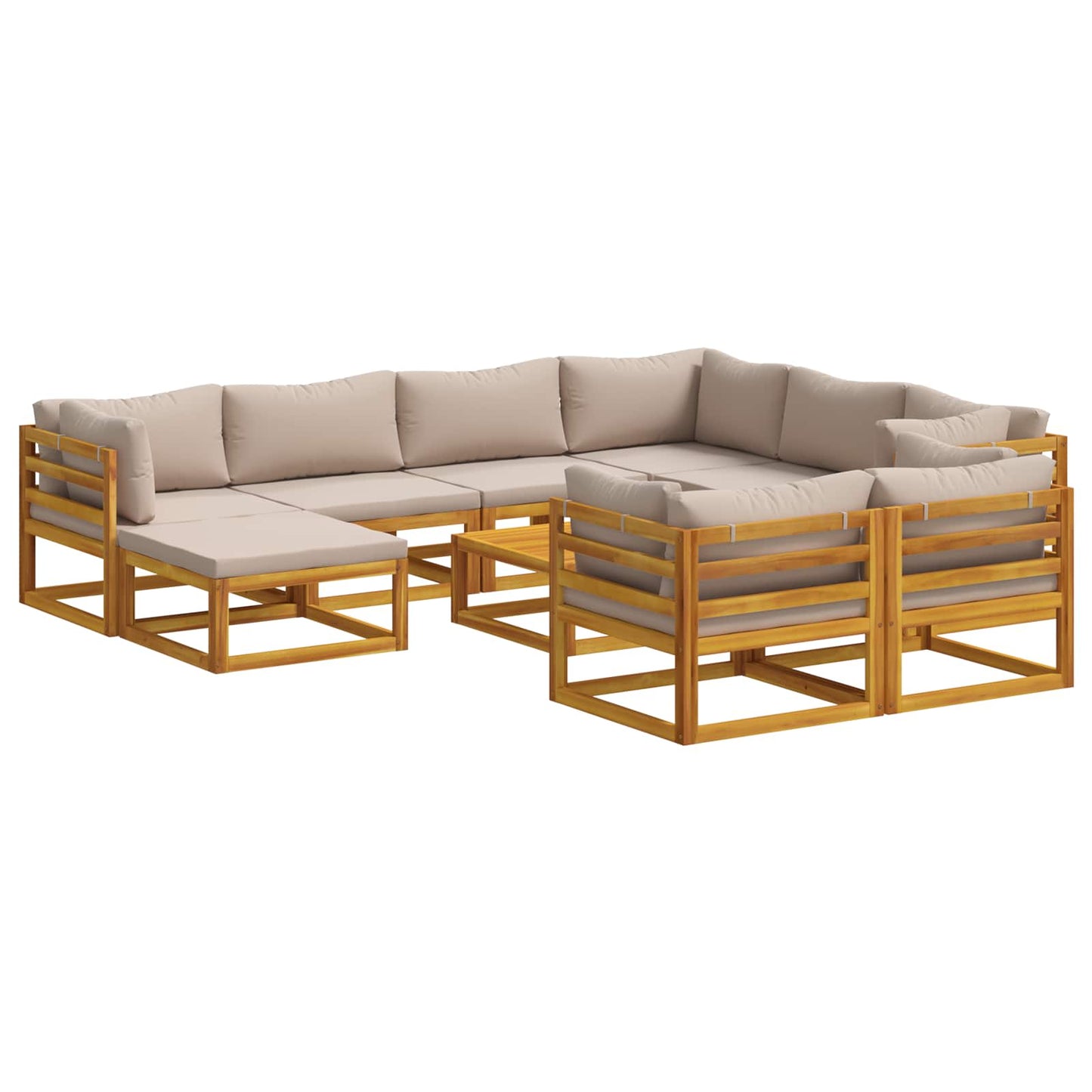 Sofa Set 10 pcs Natural Solid Acacia Wood