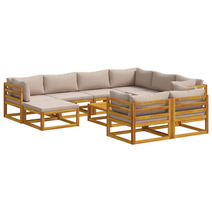 Sofa Set 10 pcs Natural Solid Acacia Wood