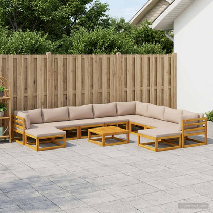 Sofa Set 11 pcs Natural Solid Acacia Wood