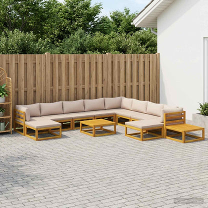 Sofa Set 12 pcs Natural Solid Acacia Wood