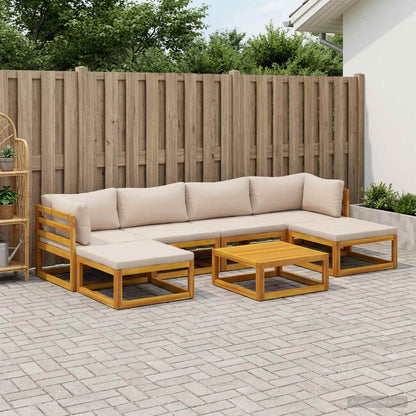 Sofa Set 7 pcs Natural Solid Acacia Wood
